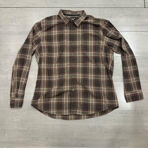 GH Bass & Co Men's Button Up Shirt Brown Orange Long Sleeve Plaid XL